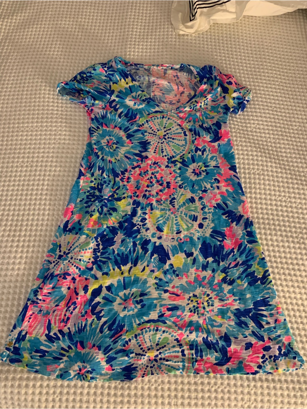 EUC Lilly Pulitzer Multicolor Blue Pink Lime Floral Midi Dress size small
